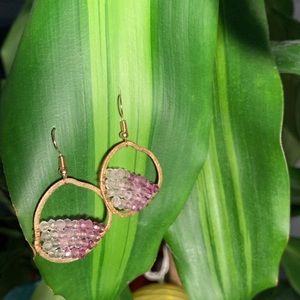 Fluorite and golded plated earrings